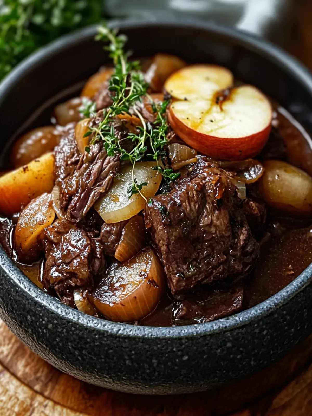 Cider-Braised Beef With Apples & Onions