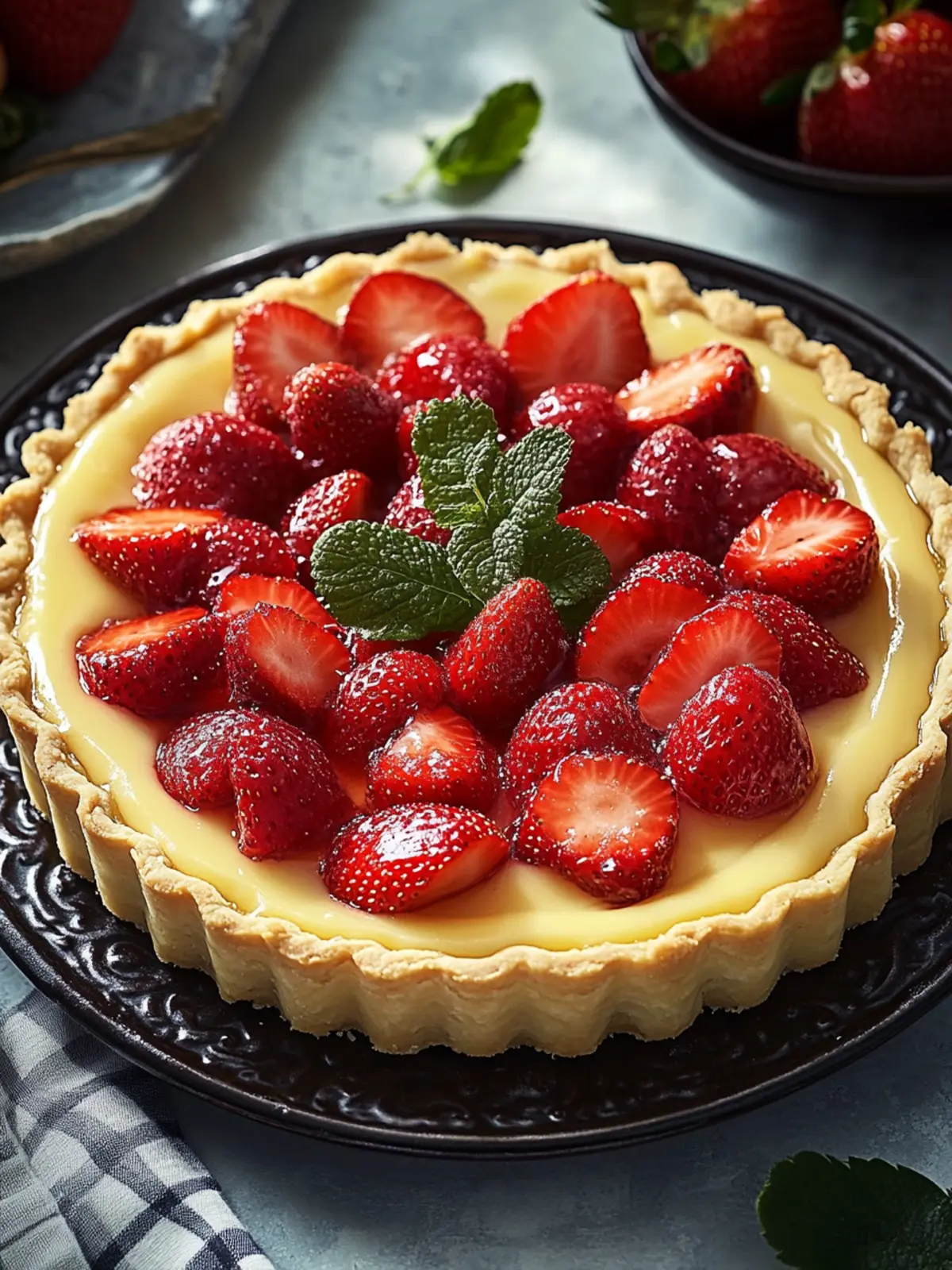 Vanilla Custard & Strawberry Tart