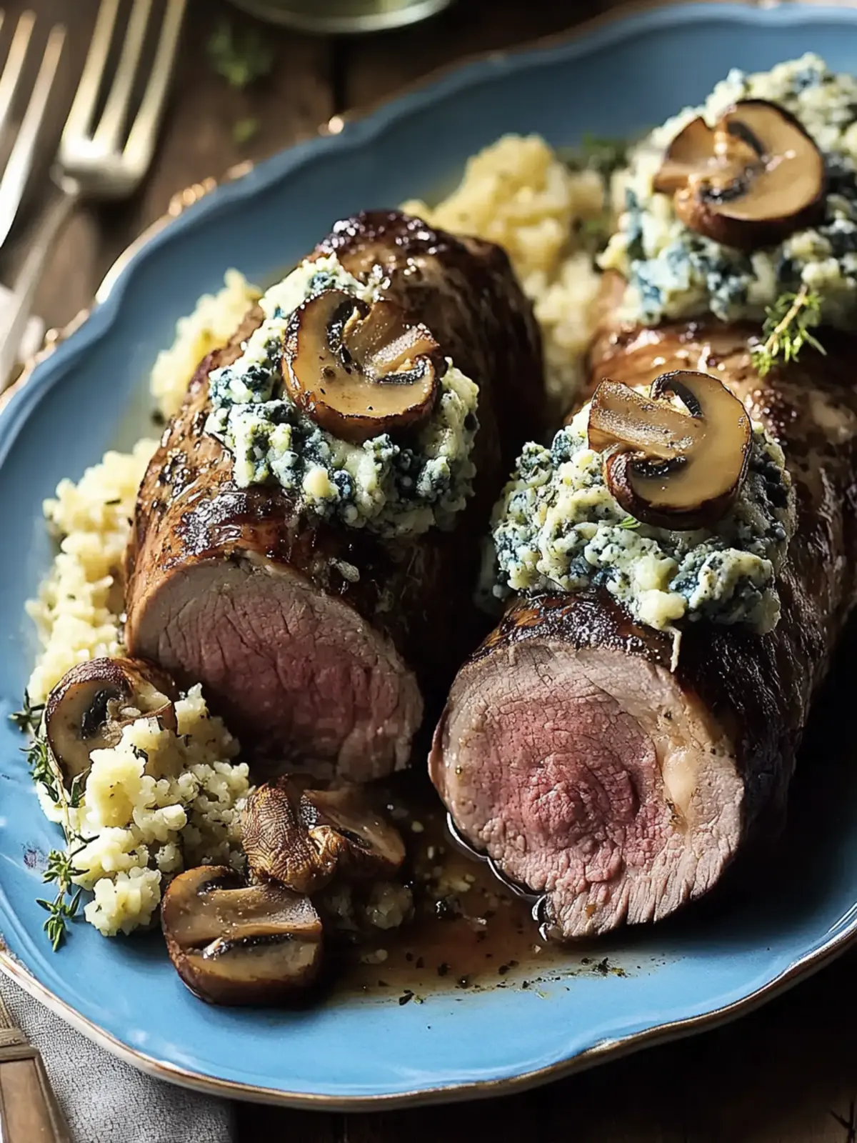 Savor Blue Cheese-Mushroom Stuffed Tenderloin