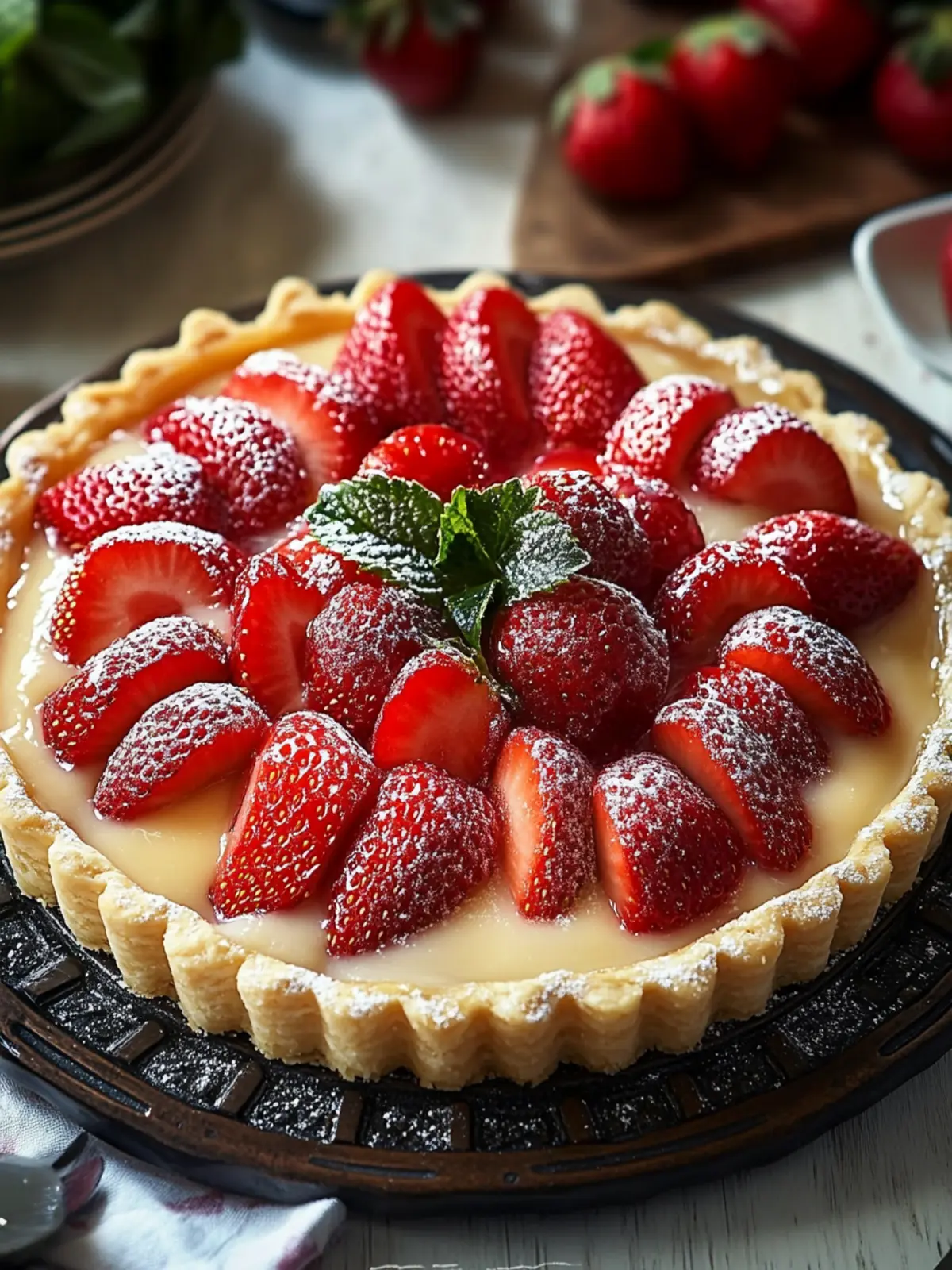 Vanilla Custard & Strawberry Tart