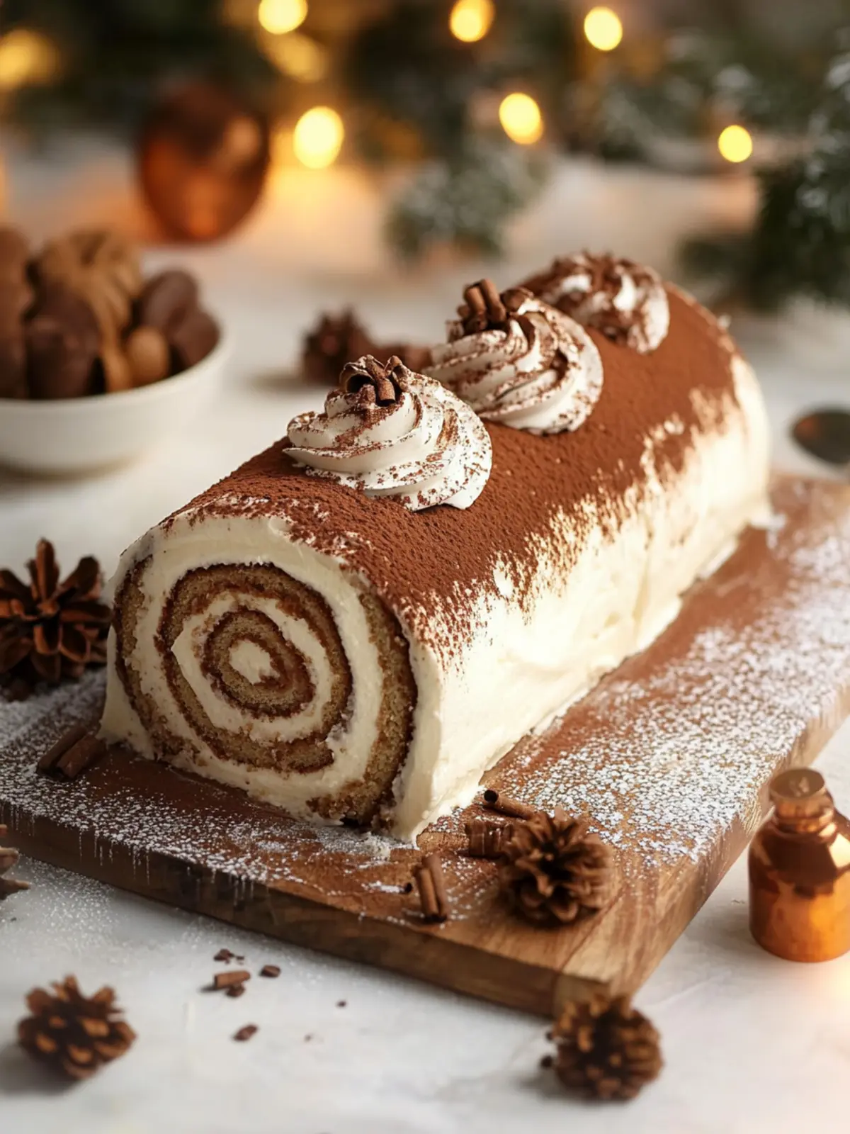 Gourmet Tiramisu Yule Log Cake for Festive Indulgence 3 Gourmet Tiramisu Yule Log Cake