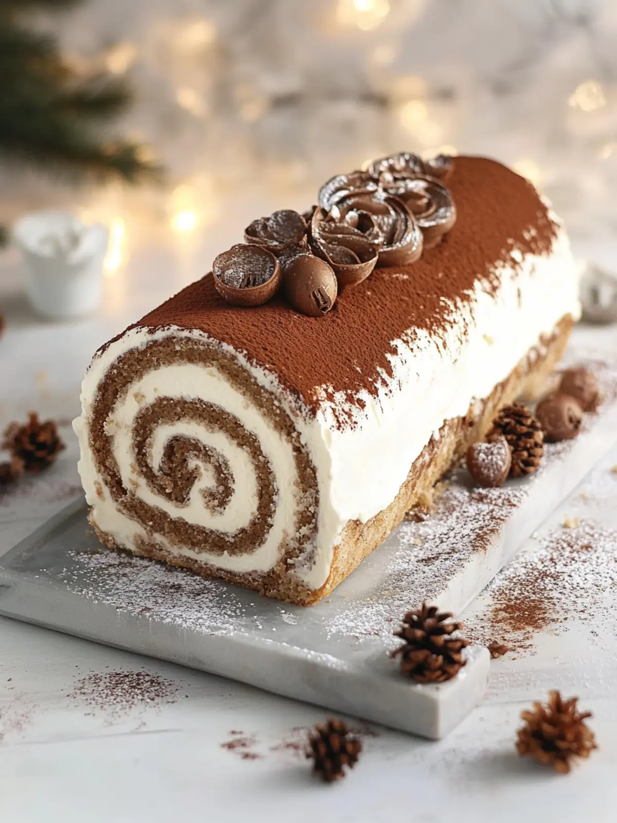 Gourmet Tiramisu Yule Log Cake for Festive Indulgence 2 Gourmet Tiramisu Yule Log Cake
