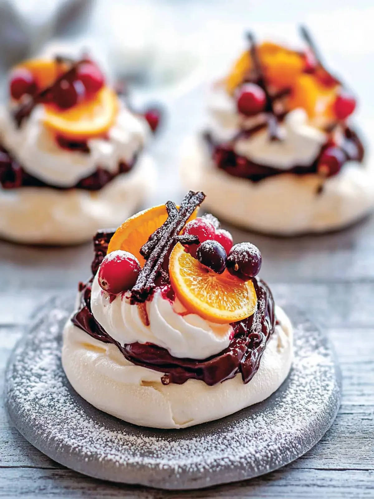 Mini Cranberry, Orange and Chocolate Pavlovas for a Festive Treat 3 Mini cranberry, orange and chocolate pavlovas