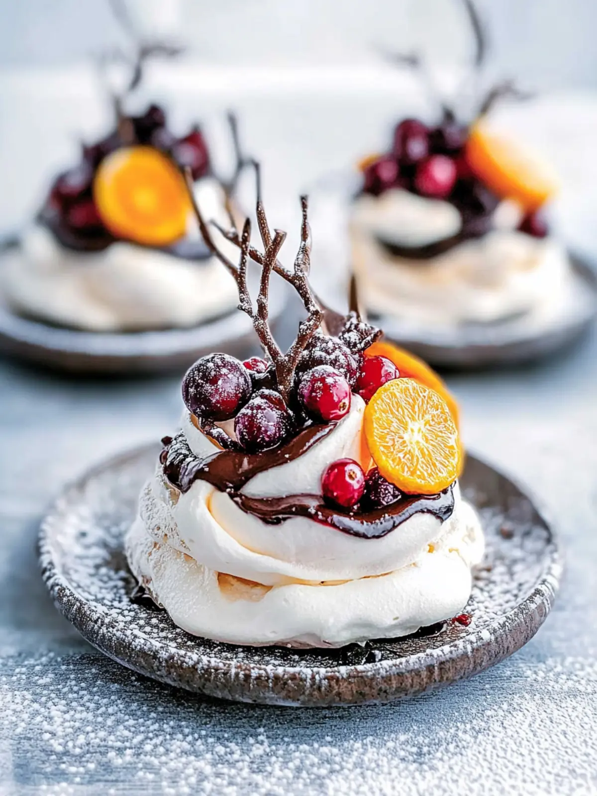 Mini Cranberry, Orange and Chocolate Pavlovas for a Festive Treat 4 Mini cranberry, orange and chocolate pavlovas