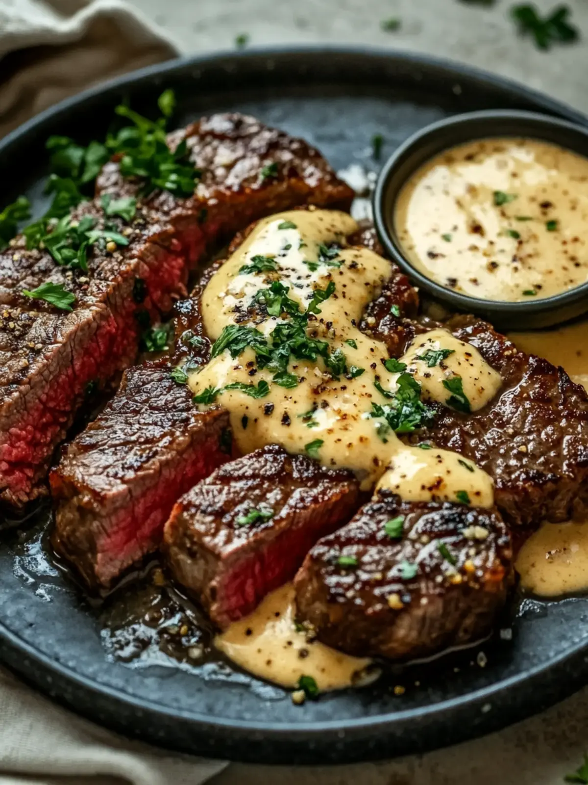Juicy Steak with Creamy Garlic Sauce for Ultimate Dinner Bliss 3 Juicy Steak with Creamy Garlic Sauce