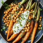 Roasted Carrots with Farro, Chickpeas, and Herbed Crème Fraîche