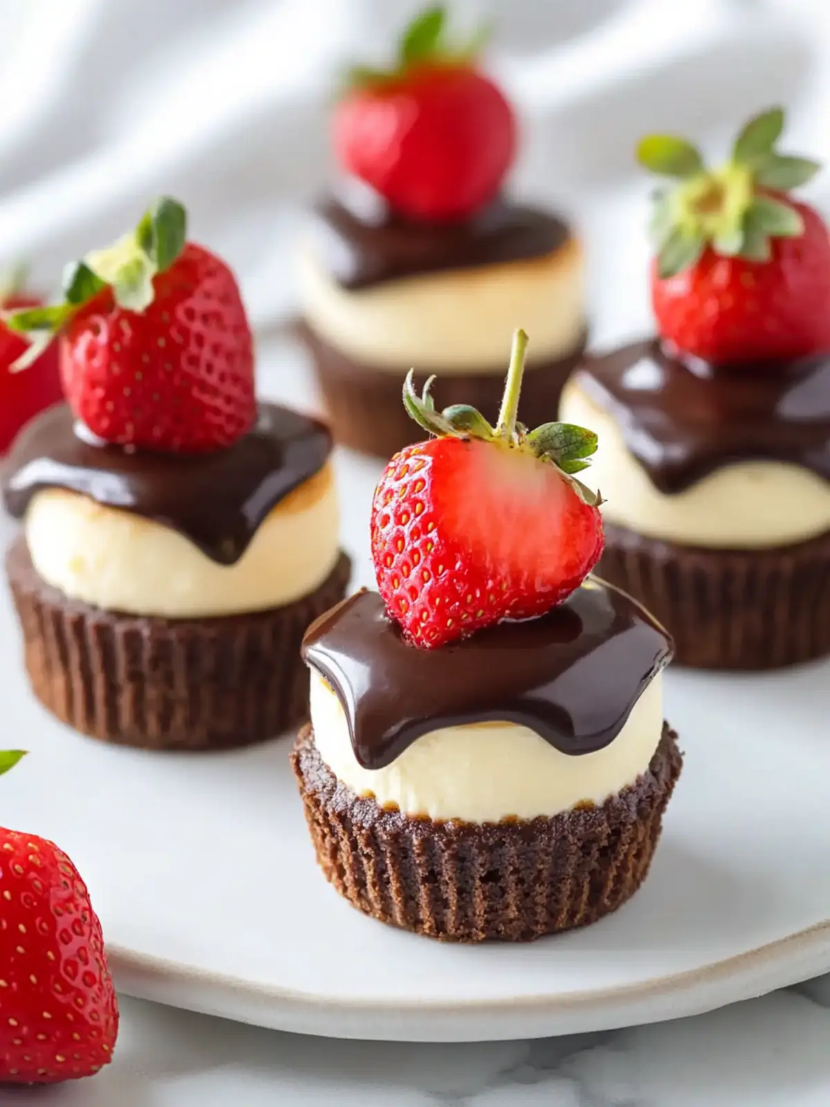 Light and Fluffy Chocolate Covered Strawberry Mini Cheesecakes 5 Chocolate Covered Strawberry Mini Cheesecakes
