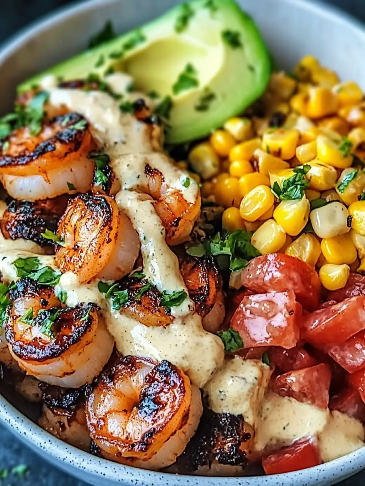 Grilled Shrimp Bowl with Avocado, Corn Salsa & Creamy Garlic Joy 4 Grilled Shrimp Bowl with Avocado, Corn Salsa & Creamy Garlic Sauce: An Incredible 7-Ingredient Recipe