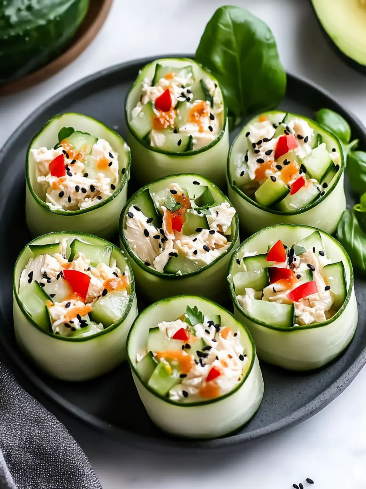 Fresh and Zesty Best Chicken Salad Cucumber Roll Ups 2 Best Chicken Salad Cucumber Roll Ups