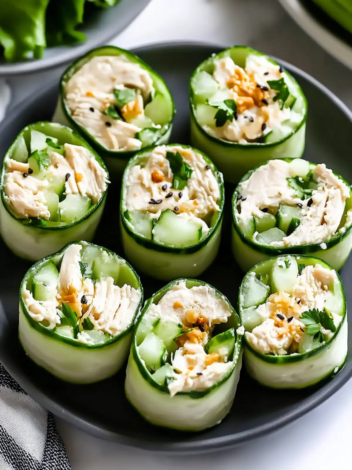 Fresh and Zesty Best Chicken Salad Cucumber Roll Ups 3 Best Chicken Salad Cucumber Roll Ups