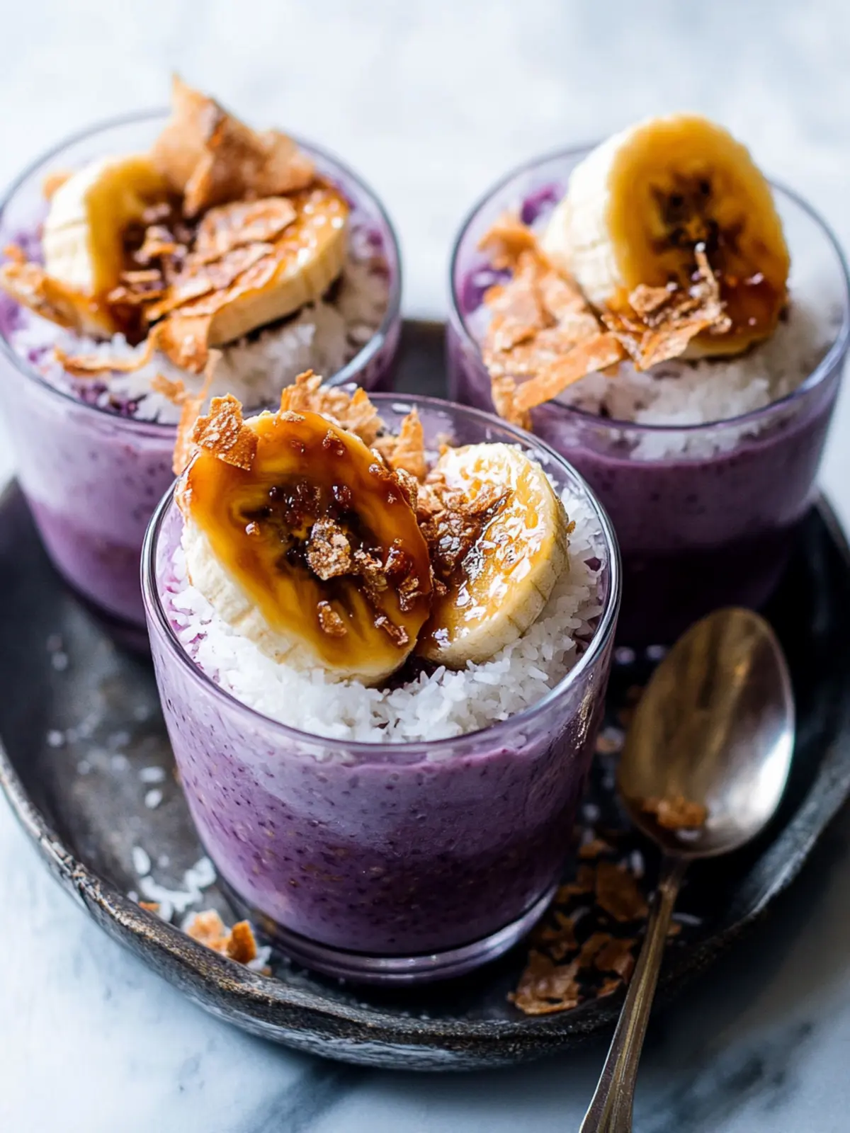 Delight in Purple Rice Coconut Pudding with Caramelized Bananas! 2 Purple Rice Coconut Pudding with Caramelized Bananas + Arkansas Trip!