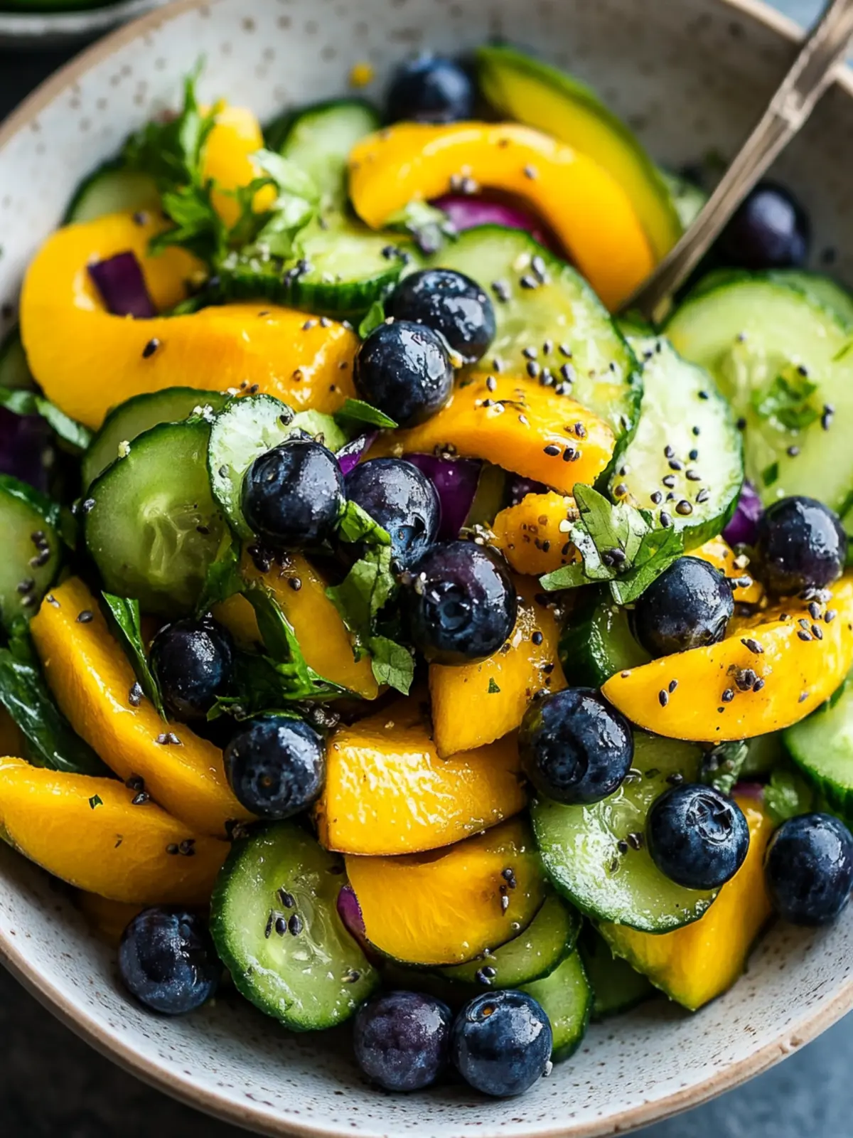 Mango Cucumber Salad with Blueberries and Avocado Bliss 4 Mango Cucumber Salad with Blueberries and Avocado