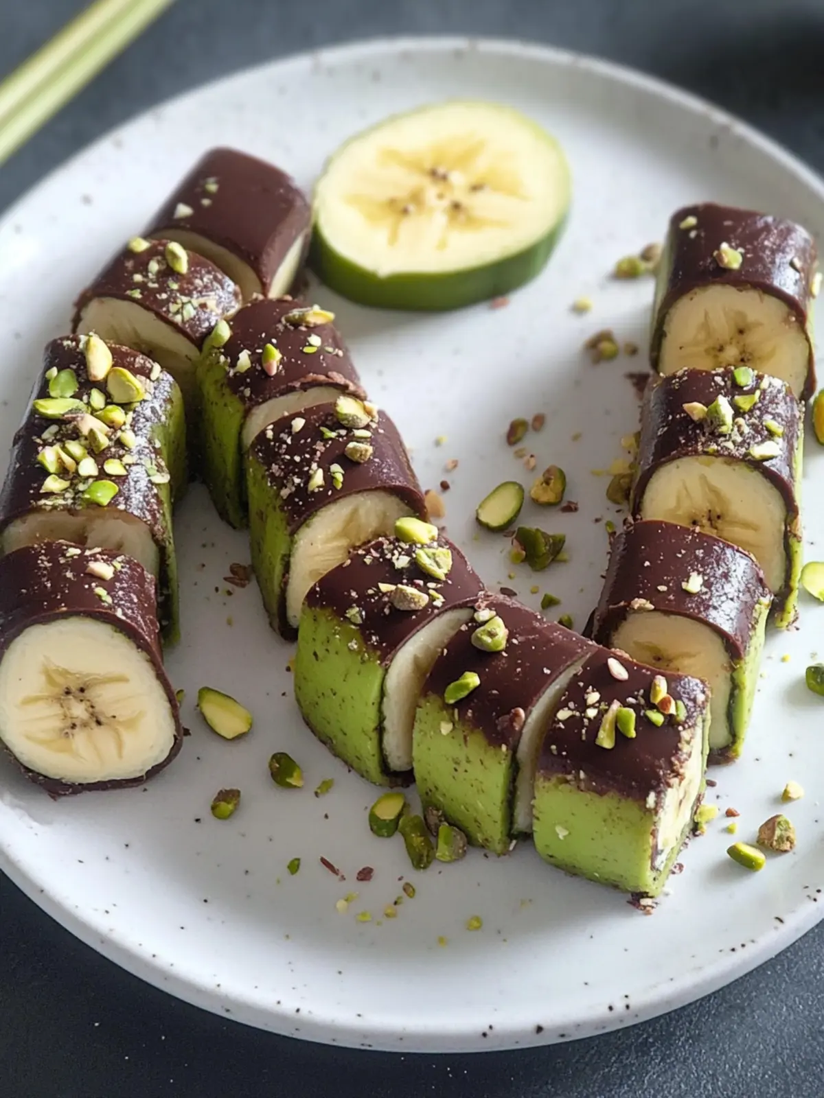 Pistachio Chocolate Banana Sushi: A Fun 3-Ingredient Treat 2 Pistachio chocolate banana sushi