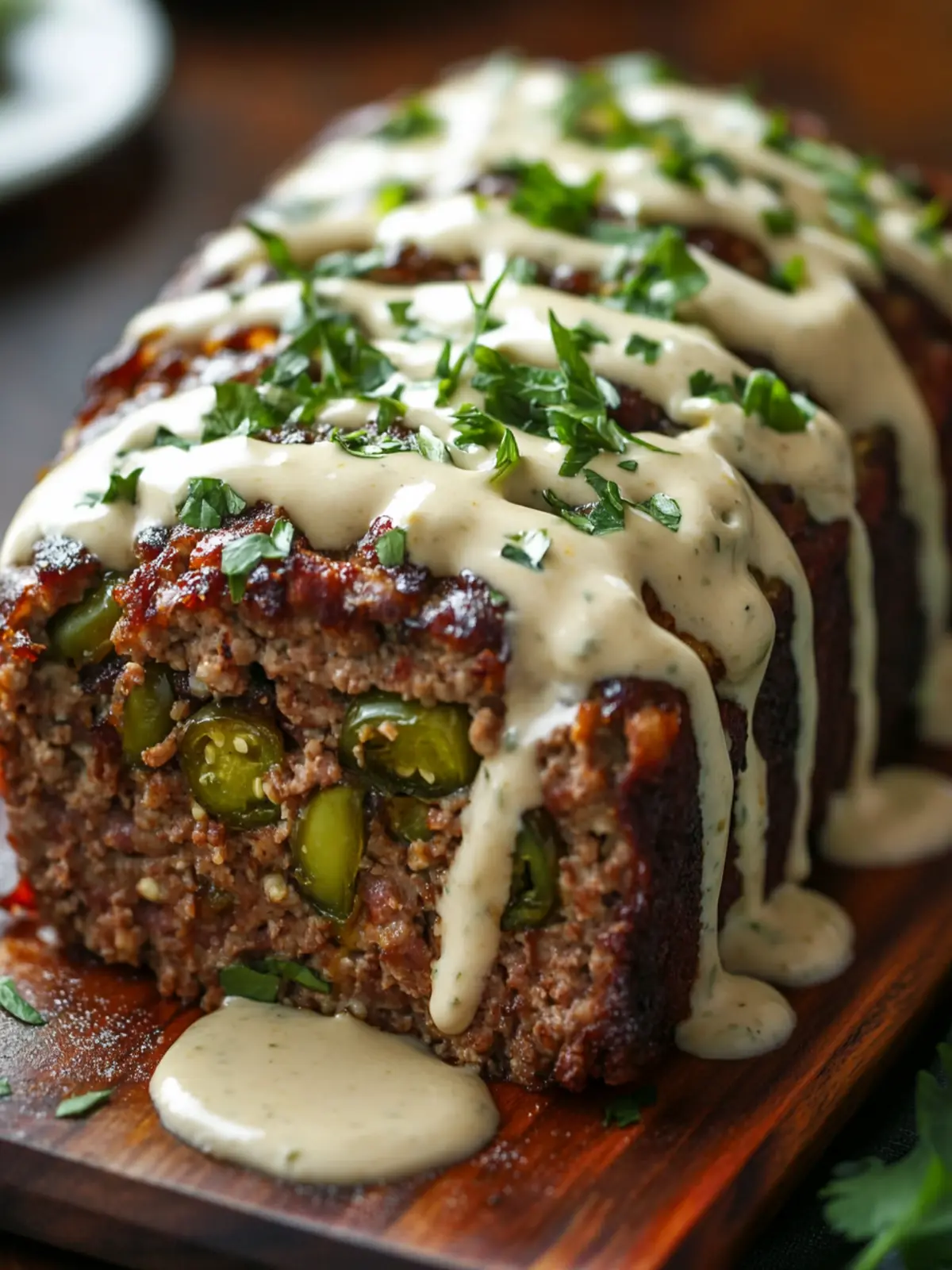 Savory Smoky Jalapeño Popper Meatloaf with Ranch Drizzle 5 Smoky Jalapeño Popper Meatloaf with Creamy Ranch Drizzle