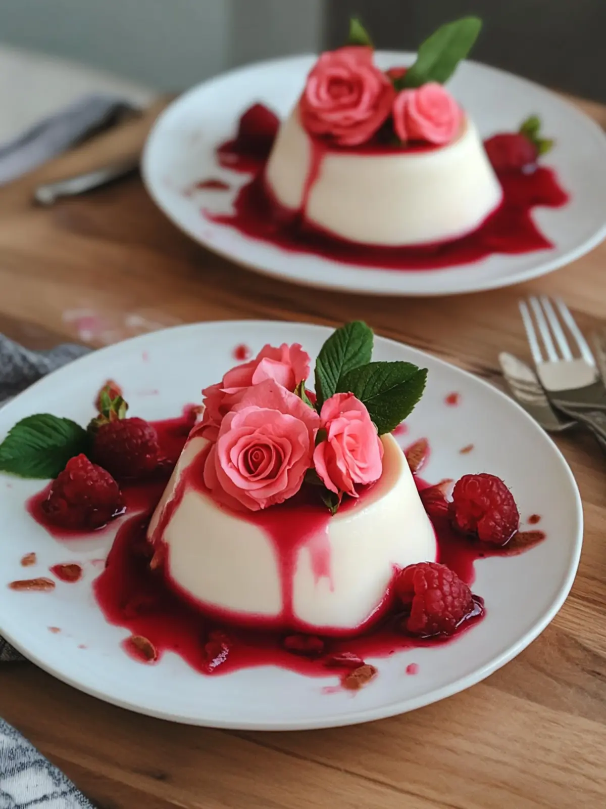 Delightful Rose Panna Cotta with Raspberry Vanilla Sauce 4 Rose Panna Cotta with Raspberry Vanilla Sauce