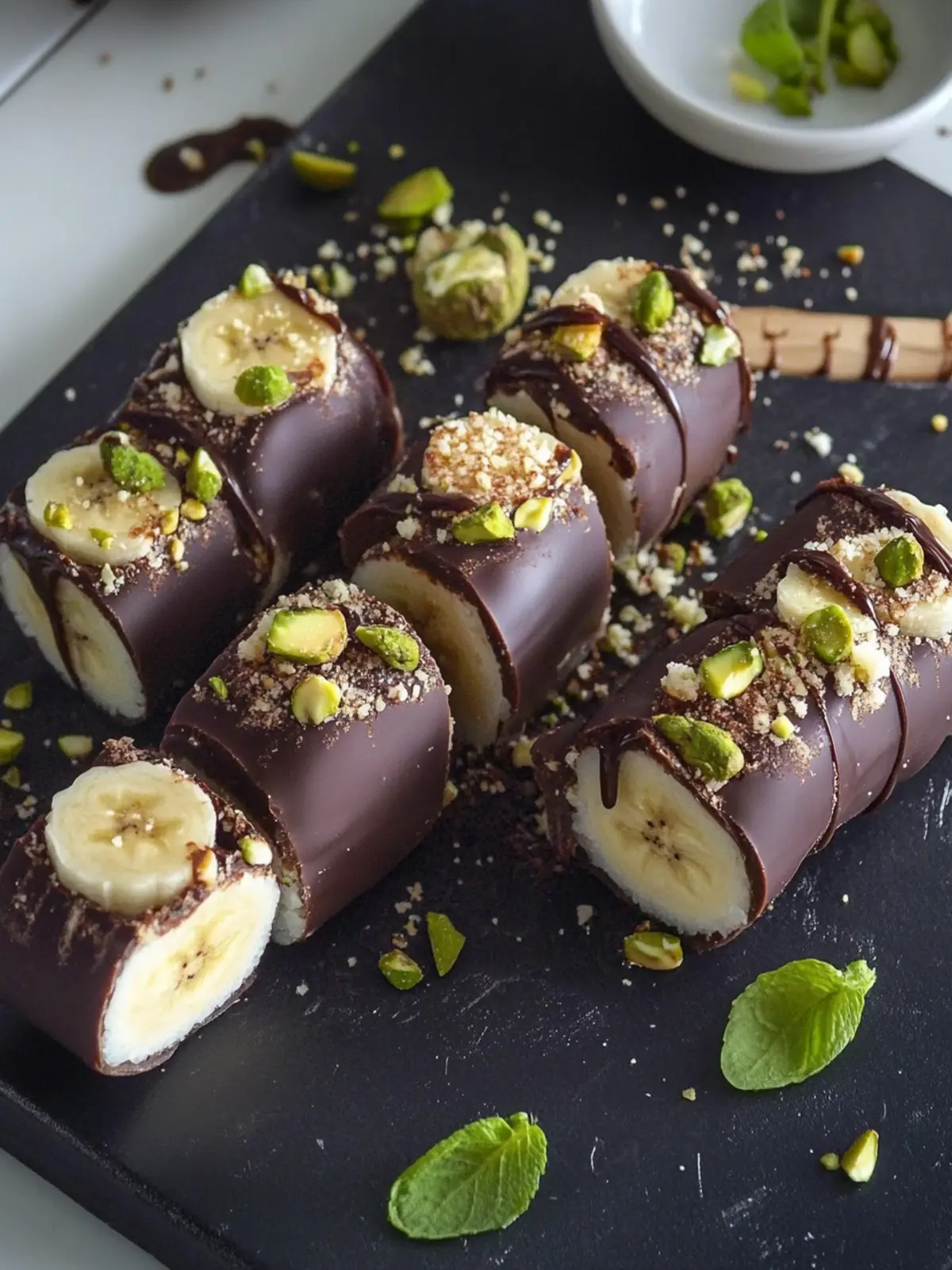 Pistachio Chocolate Banana Sushi: A Fun 3-Ingredient Treat 4 Pistachio chocolate banana sushi