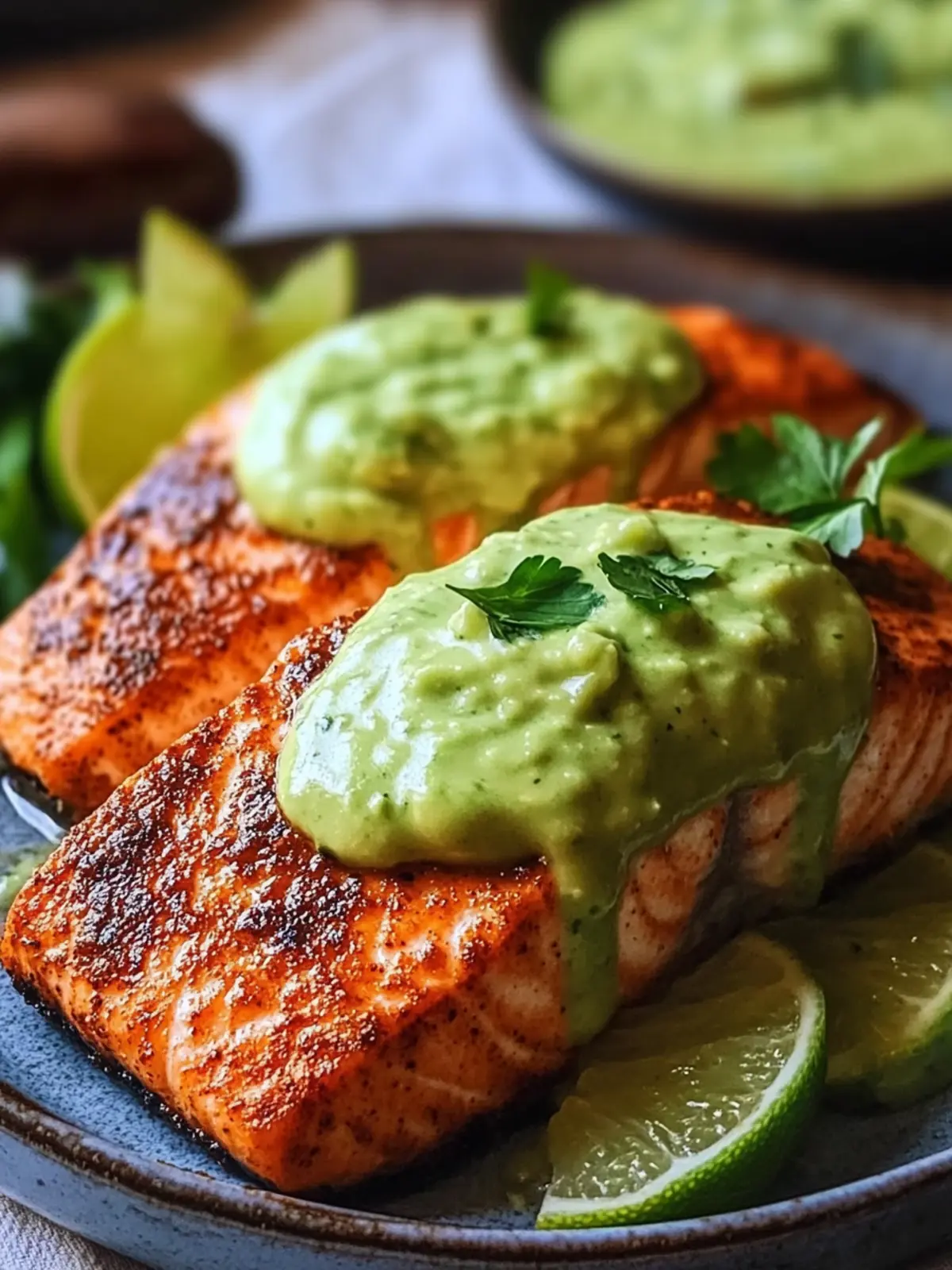 Tangy Baked Cajun Salmon with Zesty Avocado Lime Sauce 4 Tangy Baked Cajun Salmon with Avocado Lime Sauce