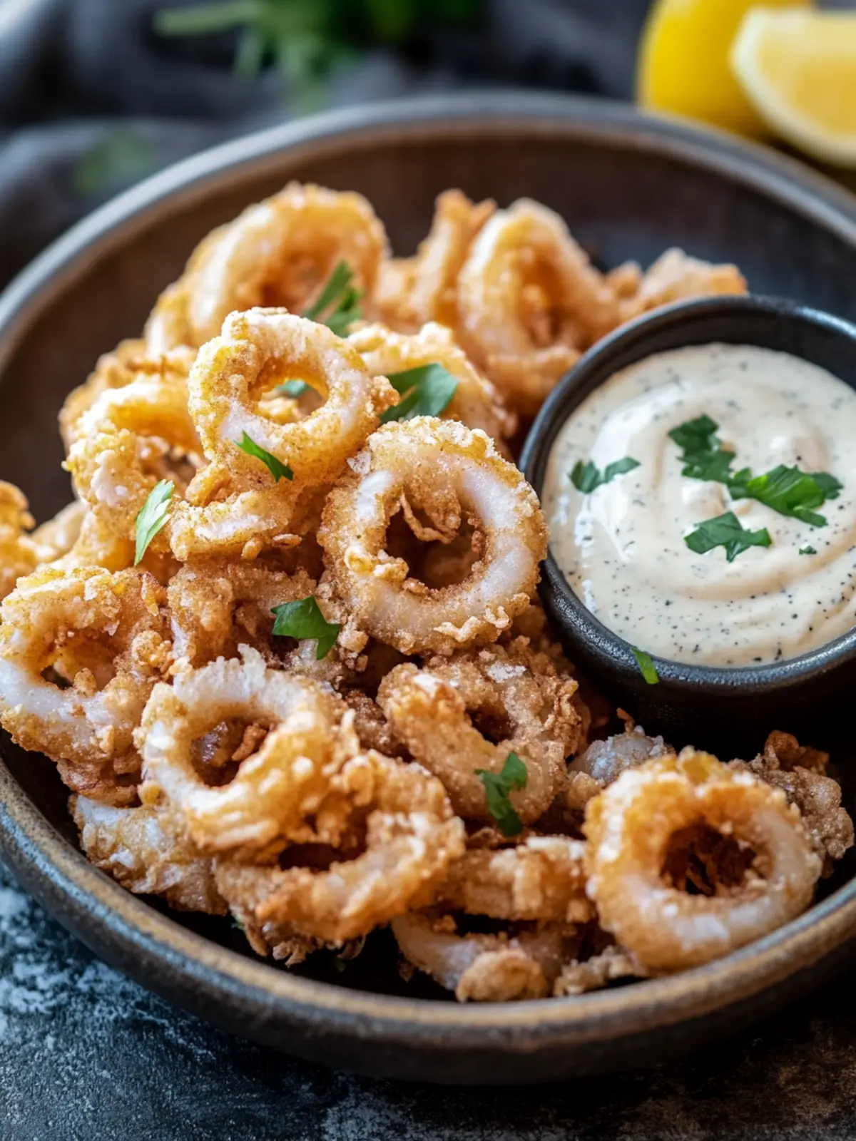 Crispy Deep Fried Calamari with Zesty Tarator Sauce Recipe 5 Deep Fried Calamari Tarator Sauce Recipe