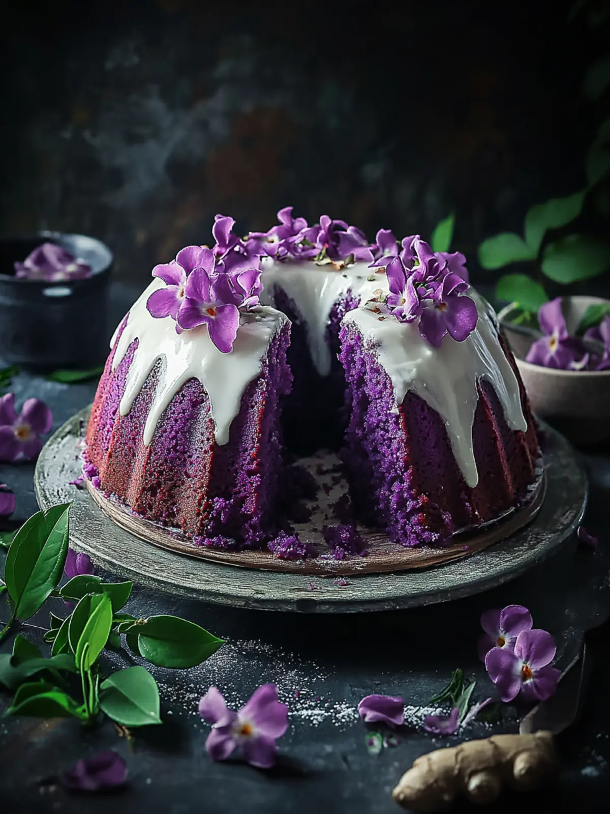 Irresistible Purple Velvet Bundt Cake with Wild Ginger & White Chocolate 4 Purple Velvet Bundt Cake with Wild Ginger and White Chocolate
