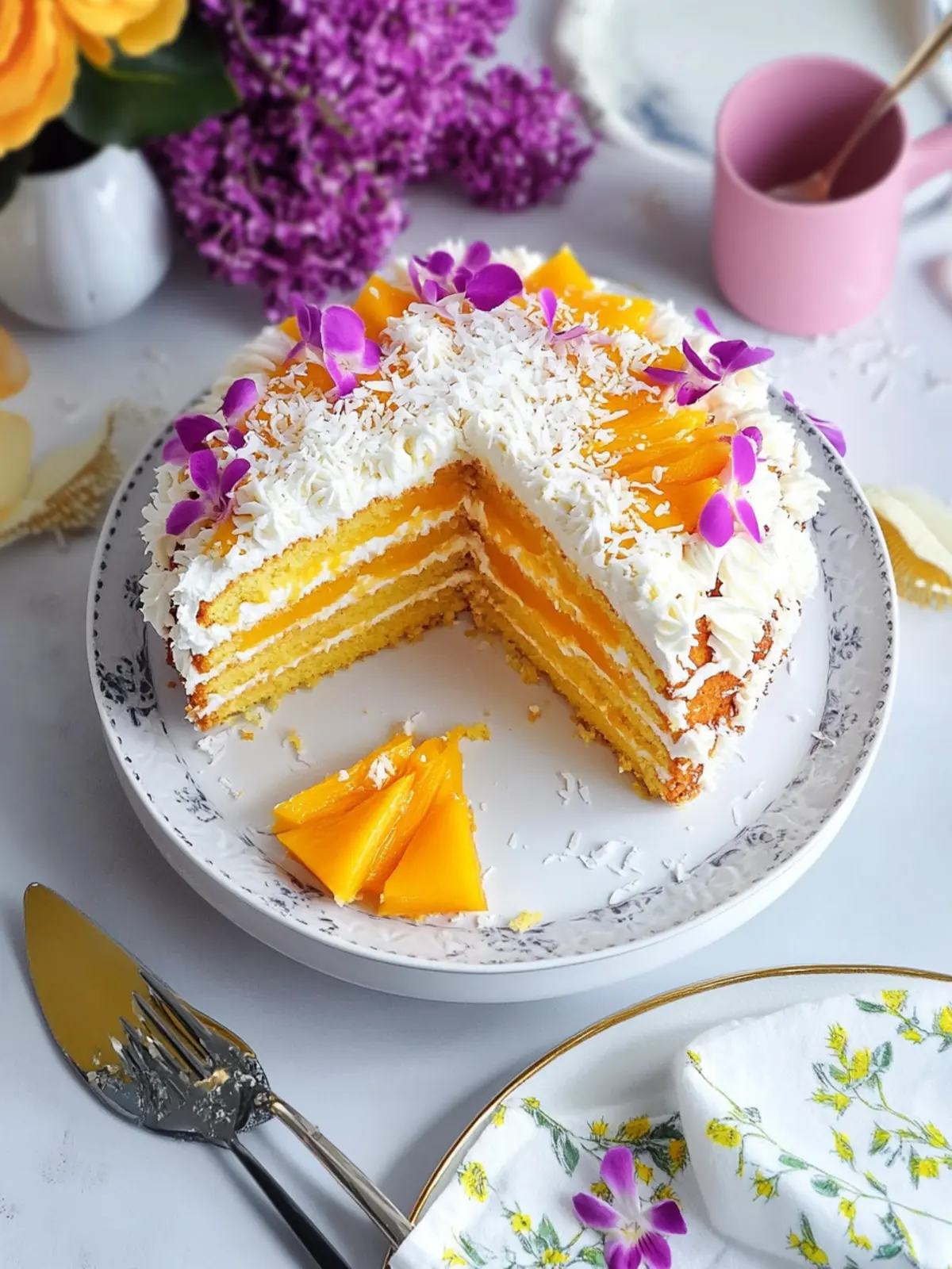 Mango Coconut Cake with Dairy-Free Frosting for Summer Bliss 2 Mango Coconut Cake with Dairy Free Coconut Whipped Frosting