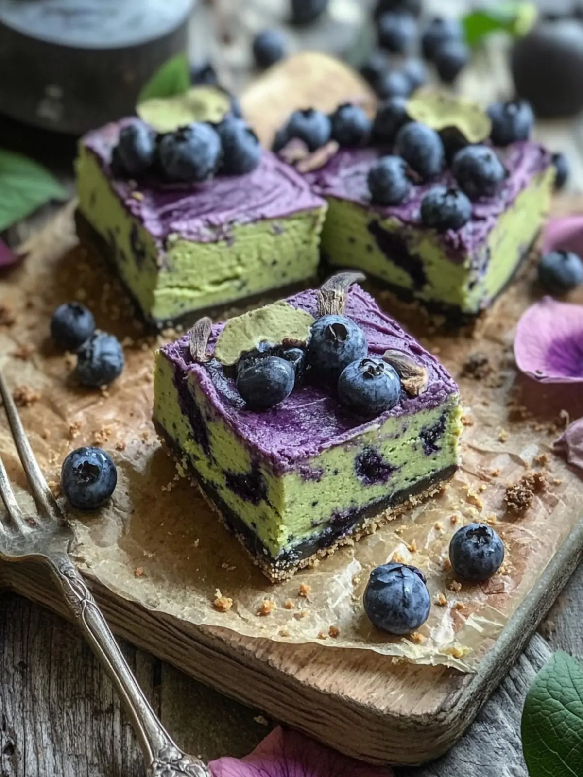 Delight in Matcha Blueberry Witch Cheesecake Bars This Halloween 2 Matcha Blueberry Witch Cheesecake Bars
