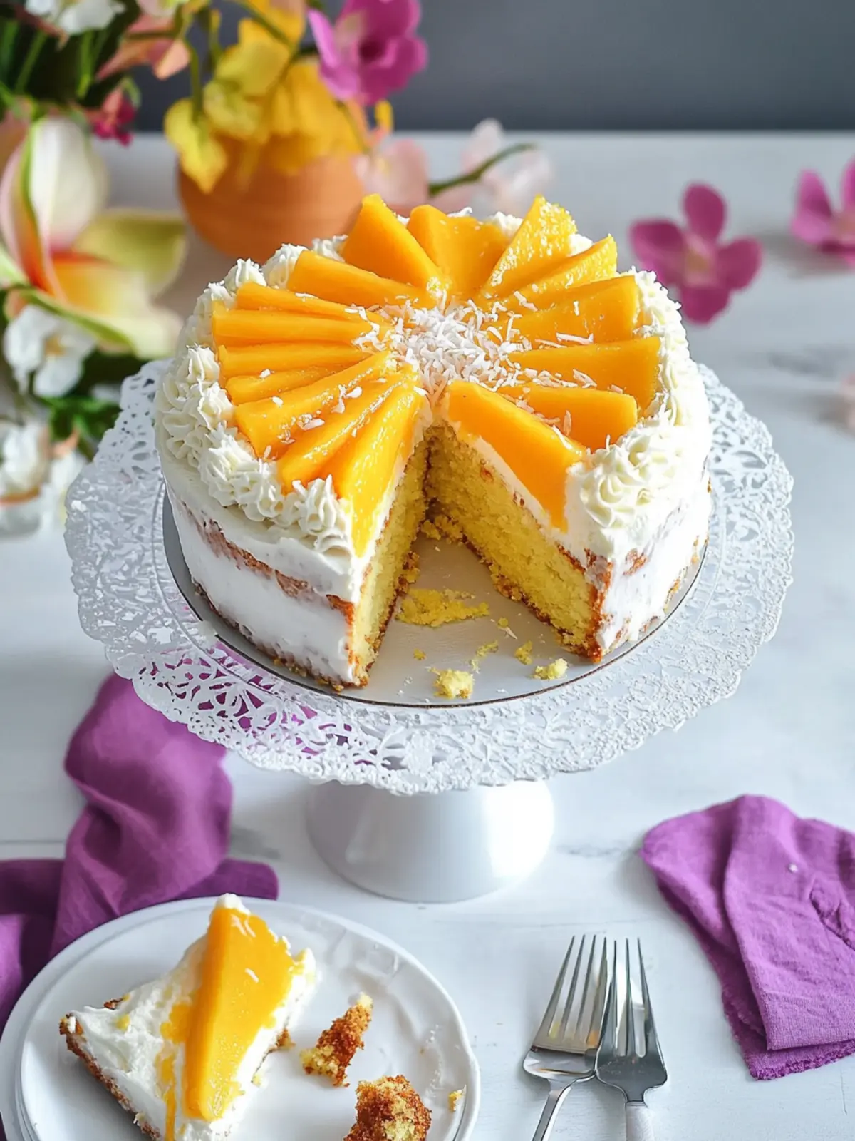 Mango Coconut Cake with Dairy-Free Frosting for Summer Bliss 5 Mango Coconut Cake with Dairy Free Coconut Whipped Frosting