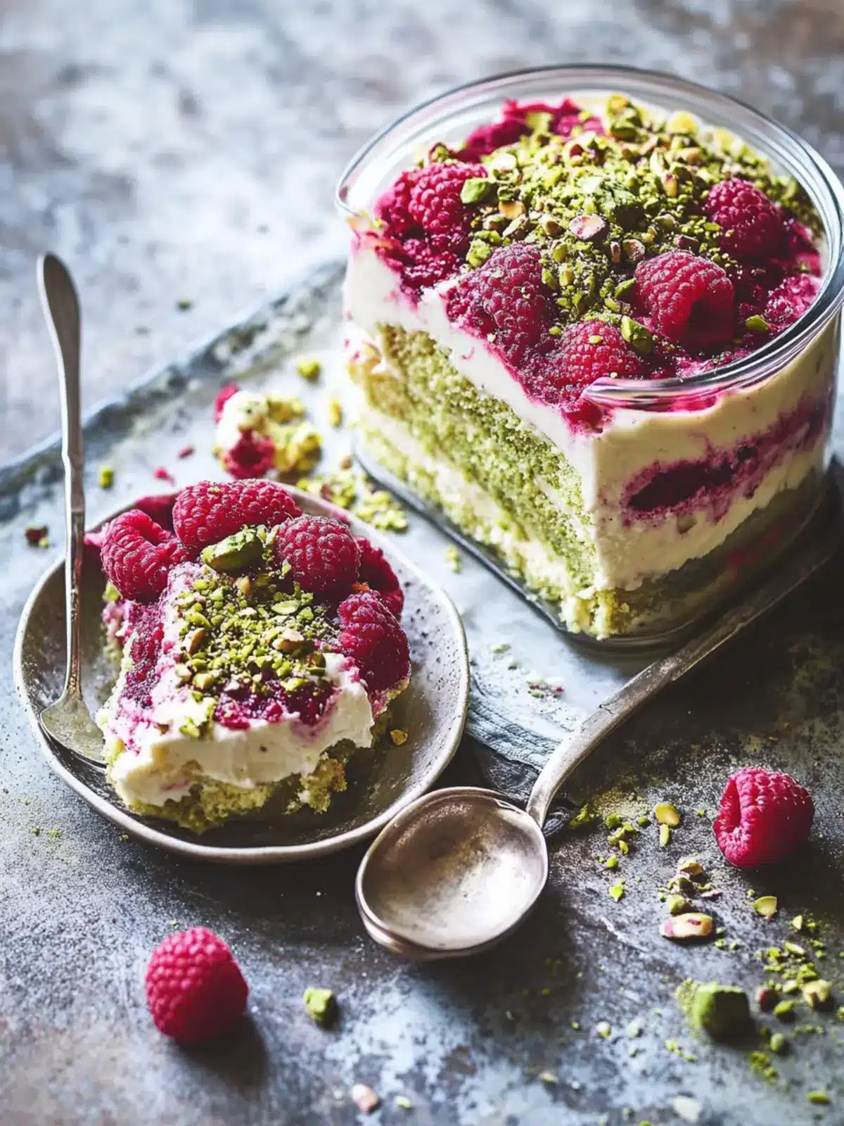 Decadent White Chocolate, Raspberry & Pistachio Tiramisu Delight 4 White Chocolate, Raspberry & Pistachio Tiramisu