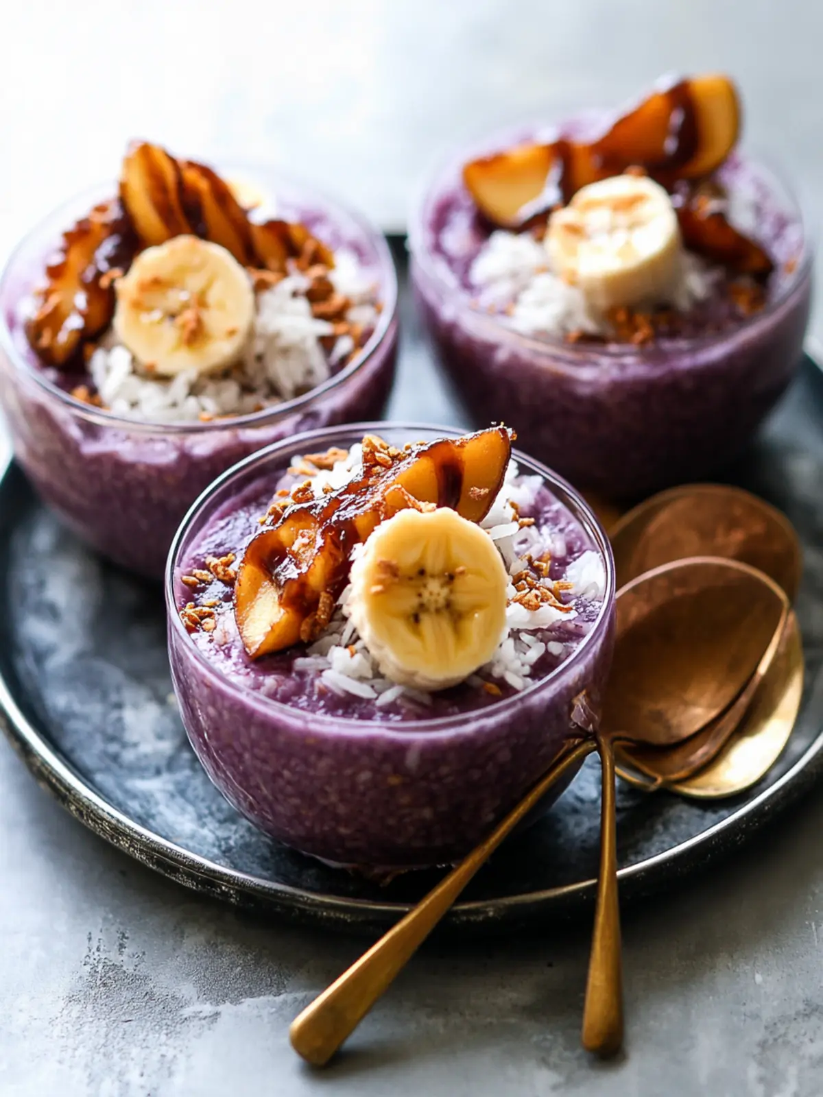 Delight in Purple Rice Coconut Pudding with Caramelized Bananas! 3 Purple Rice Coconut Pudding with Caramelized Bananas + Arkansas Trip!