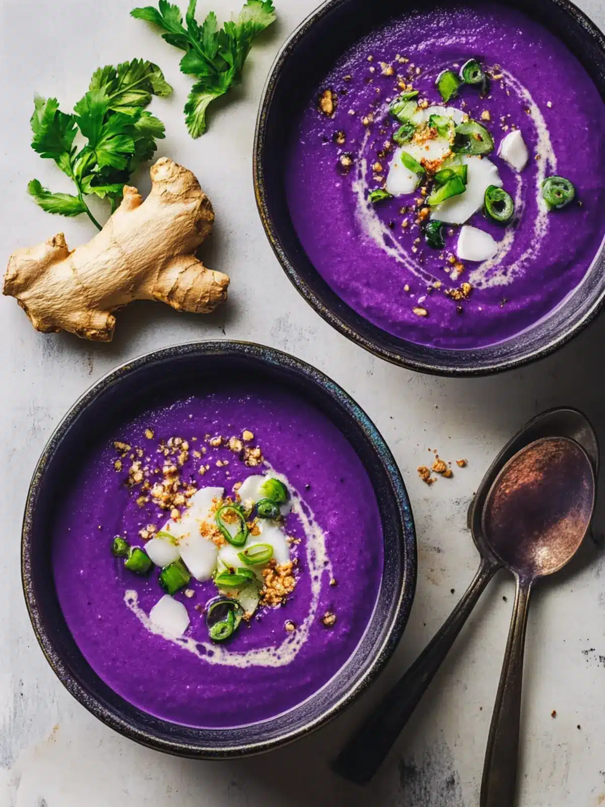 Delicious Purple Yam Soup with Ginger and Coconut Bliss 4 Purple Yam Soup with Ginger and Coconut