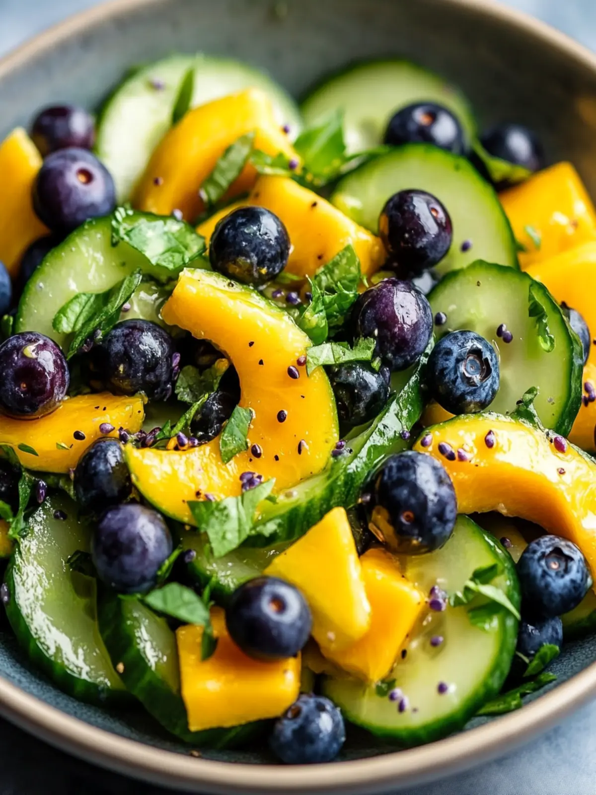 Mango Cucumber Salad with Blueberries and Avocado Bliss 2 Mango Cucumber Salad with Blueberries and Avocado