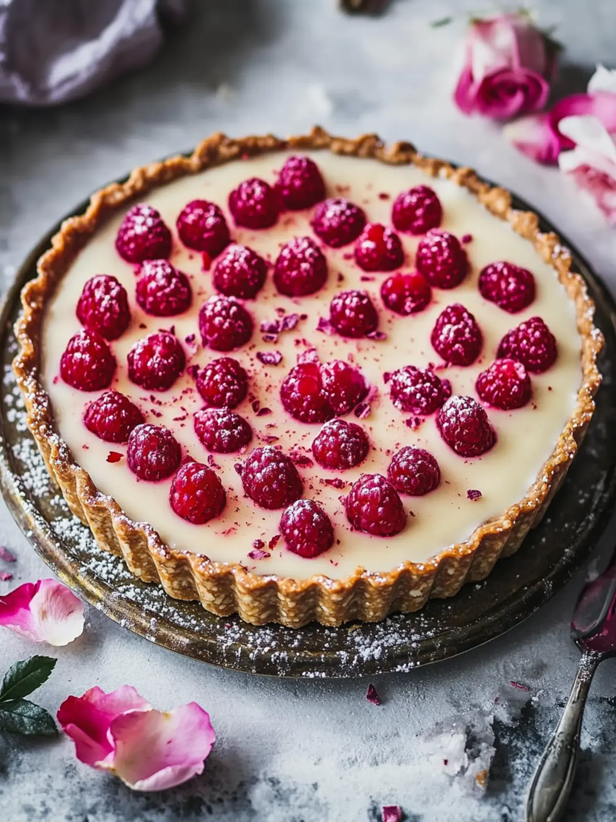 Decadent No-Bake White Chocolate Tart with Raspberry Bliss 4 No-Bake White Chocolate Tart with Raspberry and Rose
