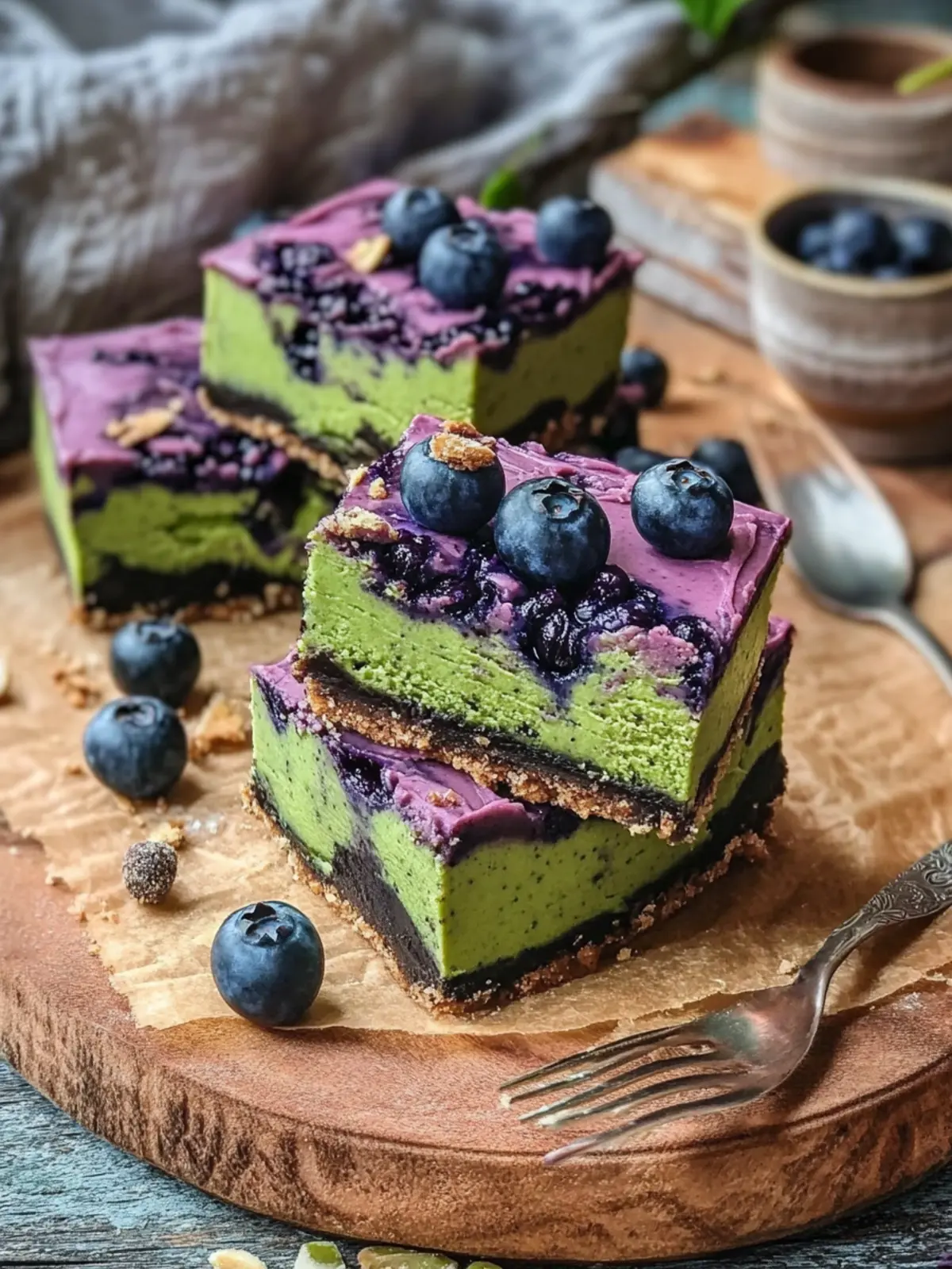 Delight in Matcha Blueberry Witch Cheesecake Bars This Halloween 3 Matcha Blueberry Witch Cheesecake Bars