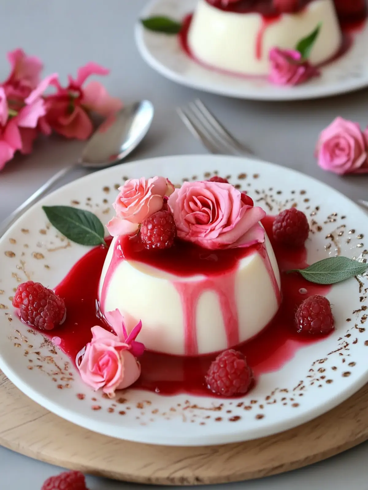 Delightful Rose Panna Cotta with Raspberry Vanilla Sauce 2 Rose Panna Cotta with Raspberry Vanilla Sauce