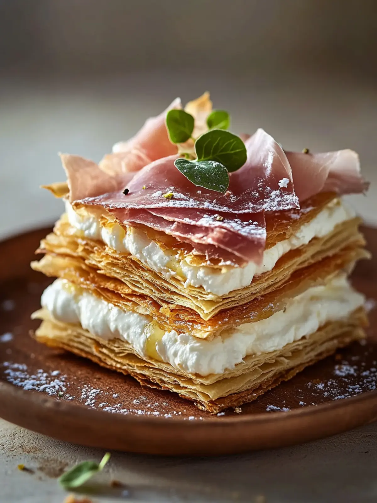 Savory Mille-Feuille with Lemon Ricotta & Prosciutto Delight 2 Savory Mille-Feuille with Lemon Ricotta & Prosciutto