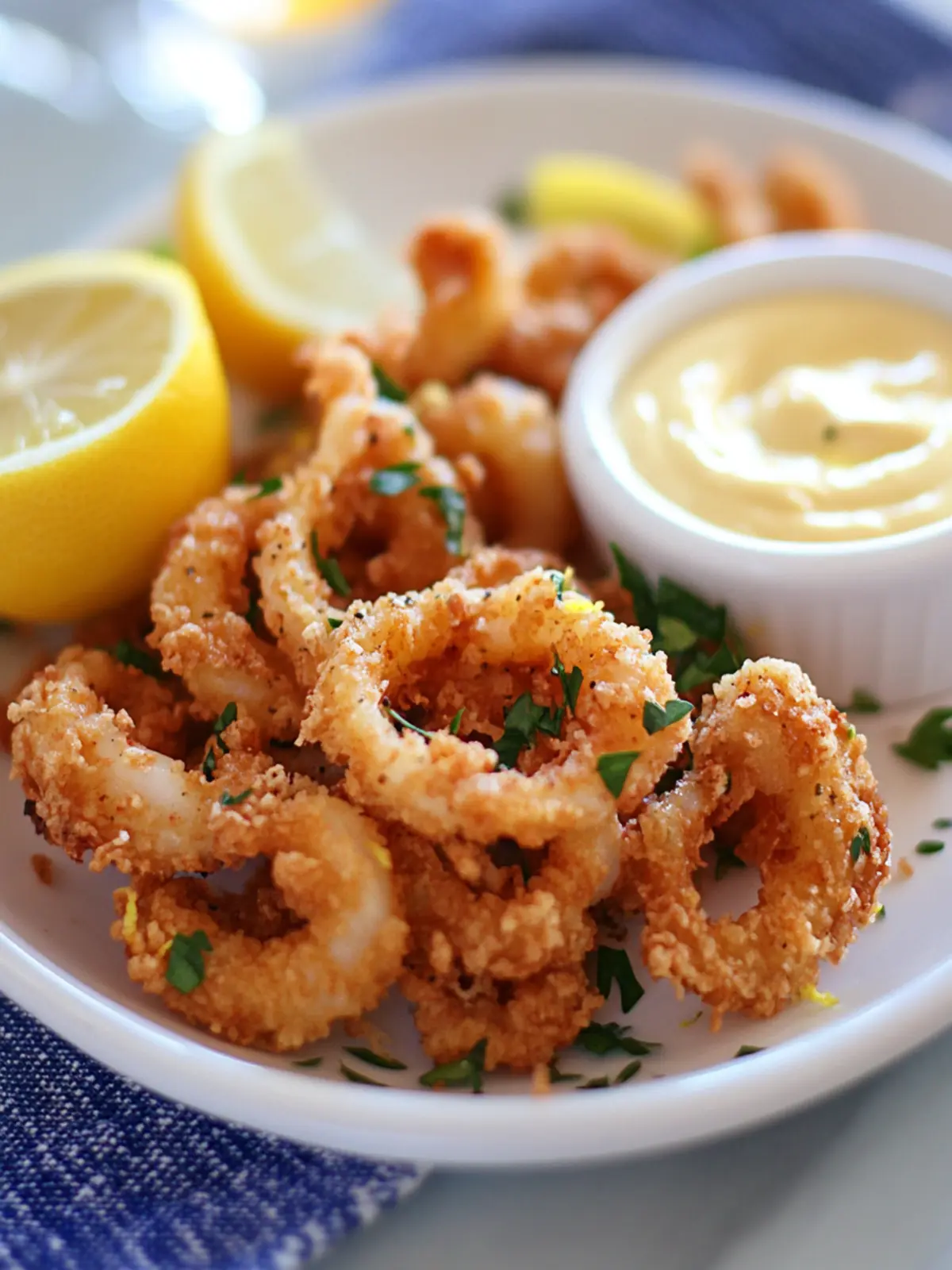 Crispy Fried Calamari w/ Luscious Lemon Aioli Delight 2 Fried Calamari w/ Lemon Aioli