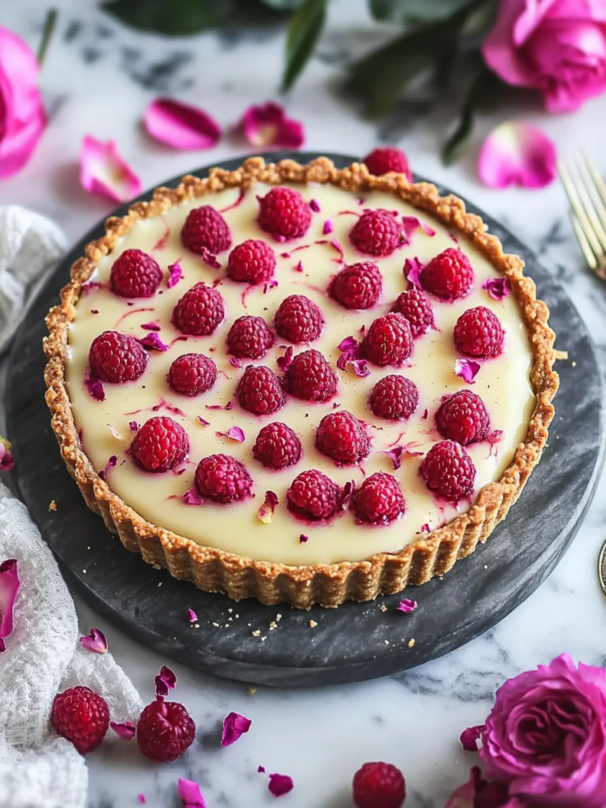 Decadent No-Bake White Chocolate Tart with Raspberry Bliss 5 No-Bake White Chocolate Tart with Raspberry and Rose