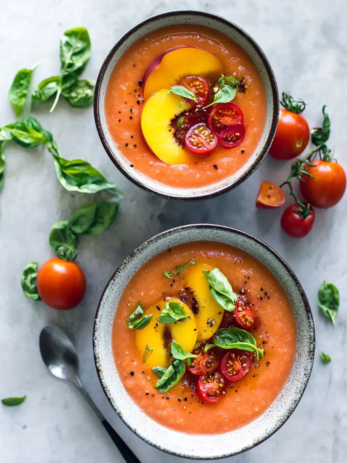 Roasted Peach and Tomato Gazpacho: Refreshing Summer Bliss 2 Roasted Peach and Tomato Gazpacho
