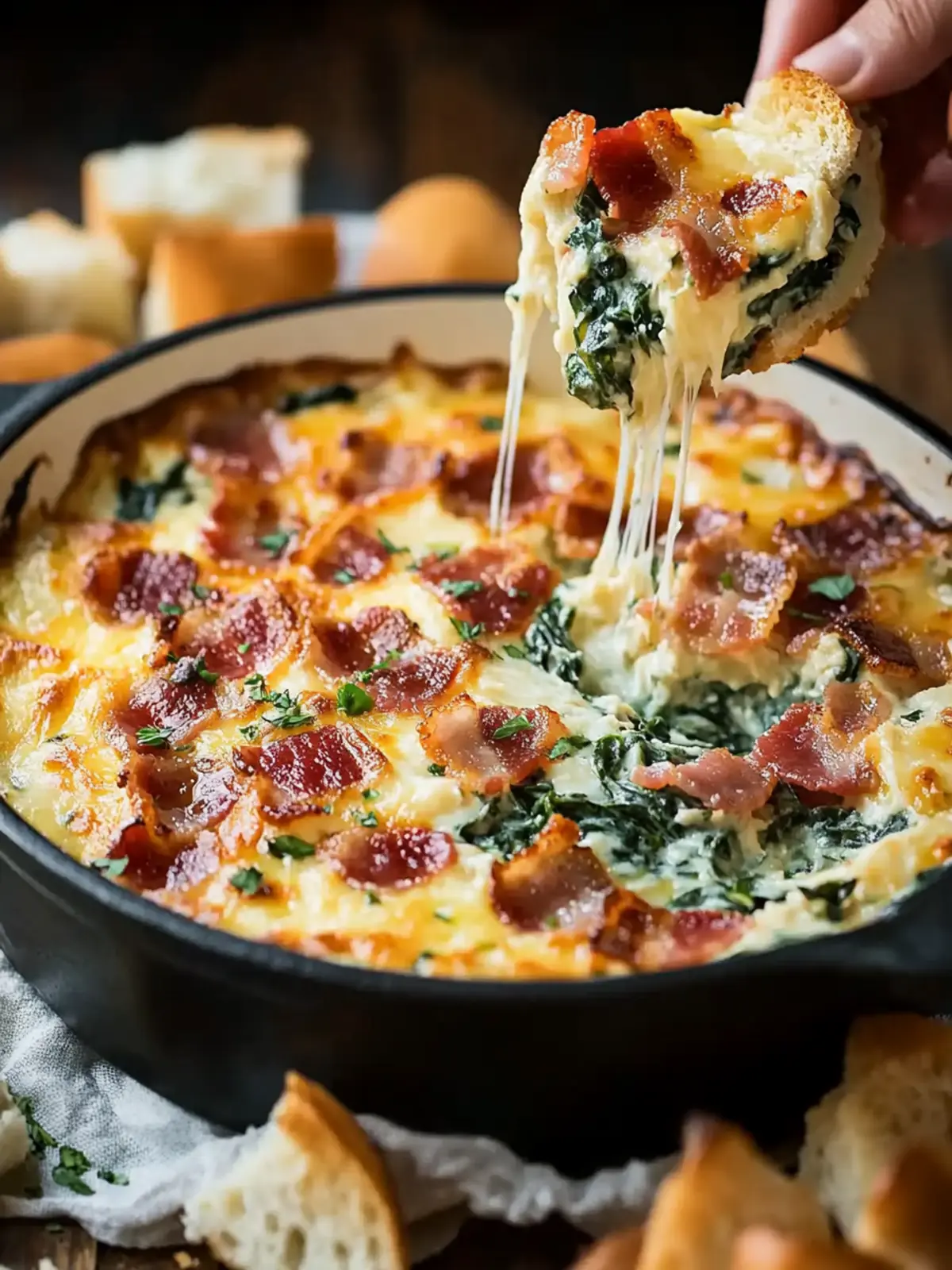 Cheesy Bacon Spinach Dip: Your Game Day Must-Have Delight 2 Cheesy Bacon Spinach Dip
