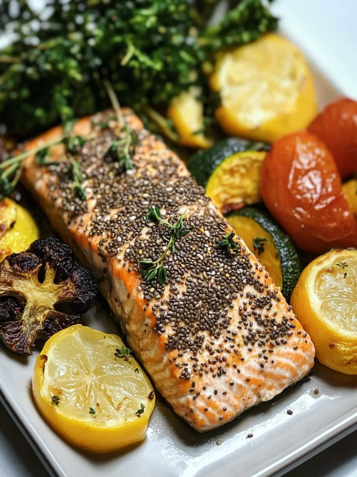 Chia Crusted Salmon with Roasted Veggies: Healthy & Quick Delight 4 Chia Crusted Salmon with Roasted Veggies