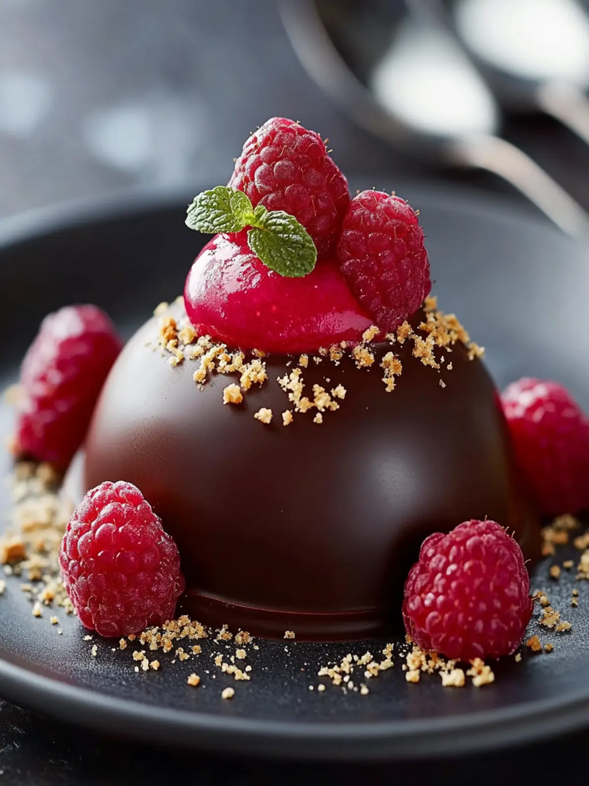 Decadent Dark Chocolate Raspberry Mousse Dome for Any Celebration 2 Dark Chocolate Raspberry Mousse Dome