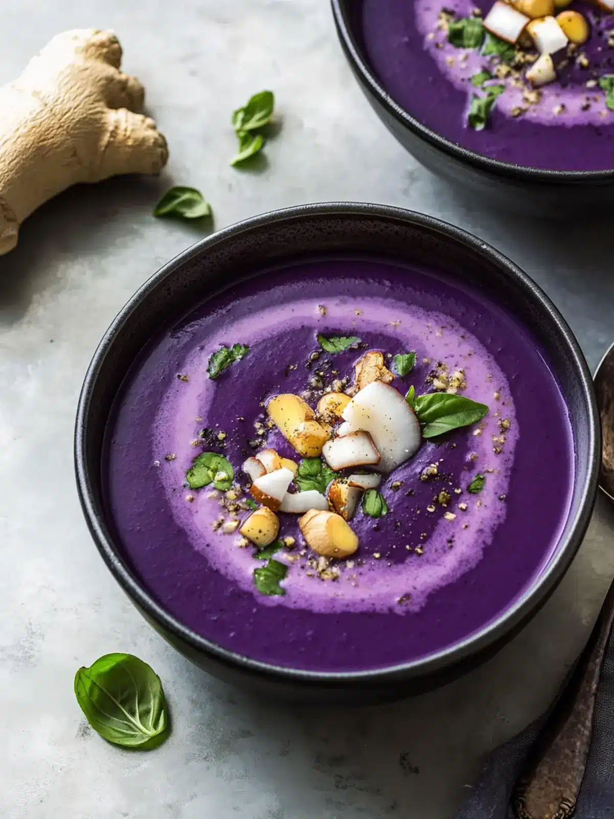 Delicious Purple Yam Soup with Ginger and Coconut Bliss 3 Purple Yam Soup with Ginger and Coconut