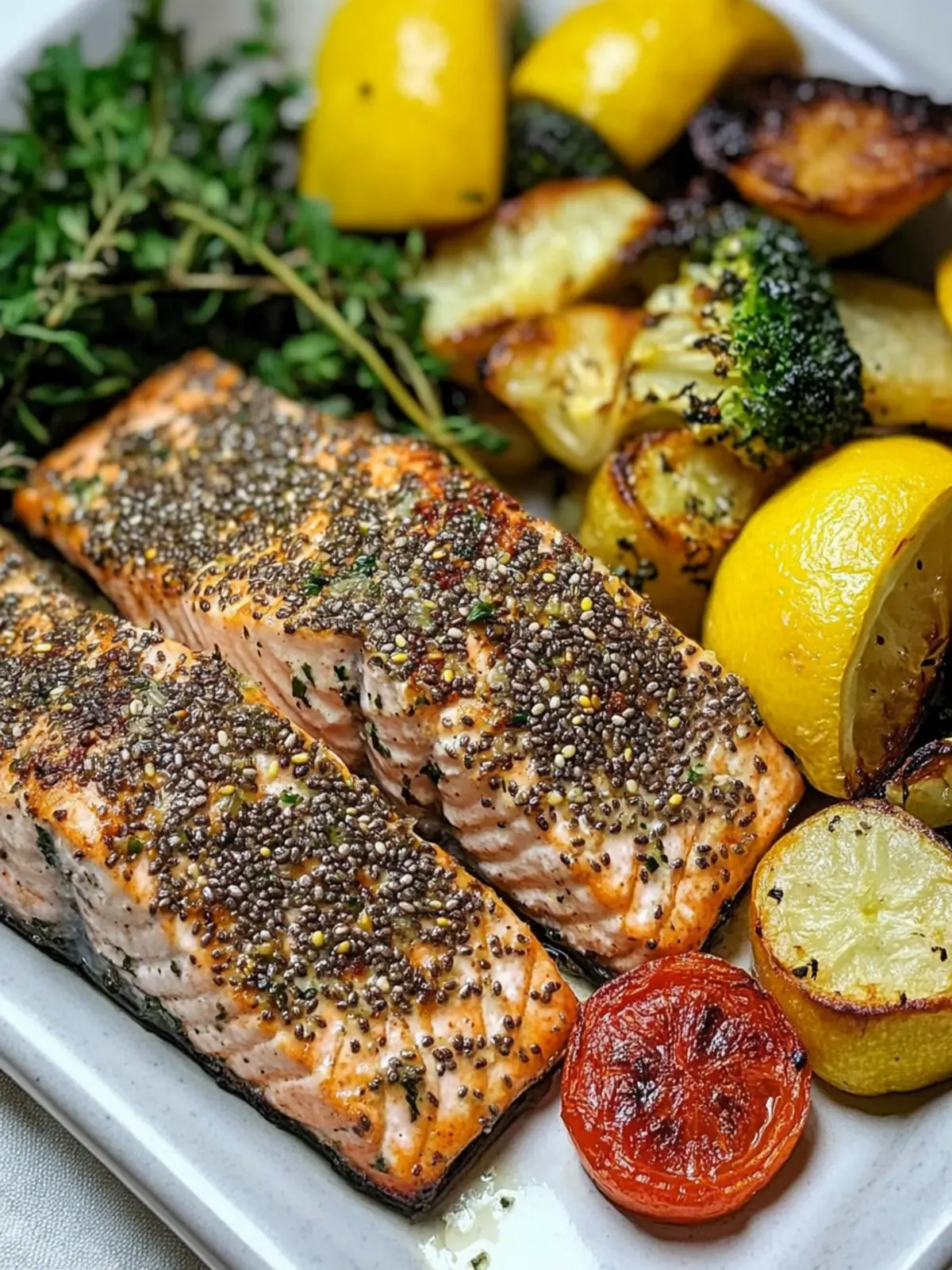 Chia Crusted Salmon with Roasted Veggies: Healthy & Quick Delight 5 Chia Crusted Salmon with Roasted Veggies