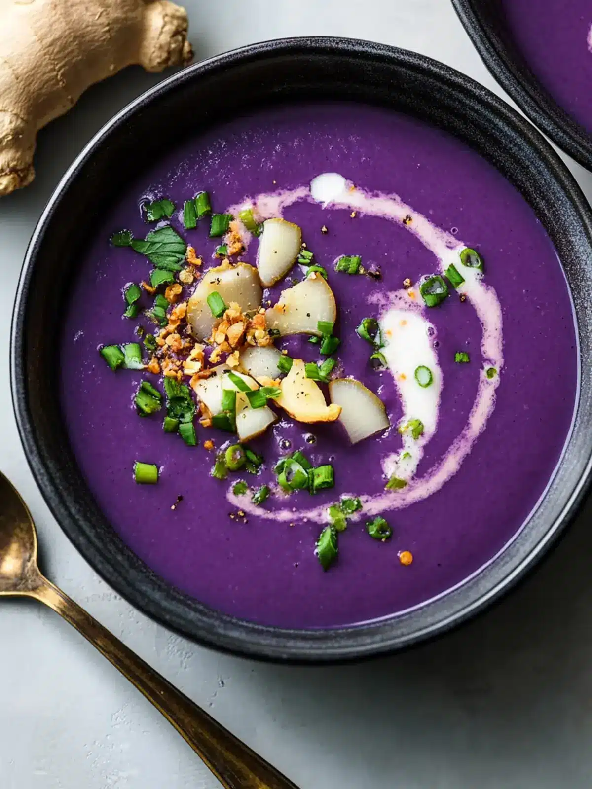 Delicious Purple Yam Soup with Ginger and Coconut Bliss 2 Purple Yam Soup with Ginger and Coconut