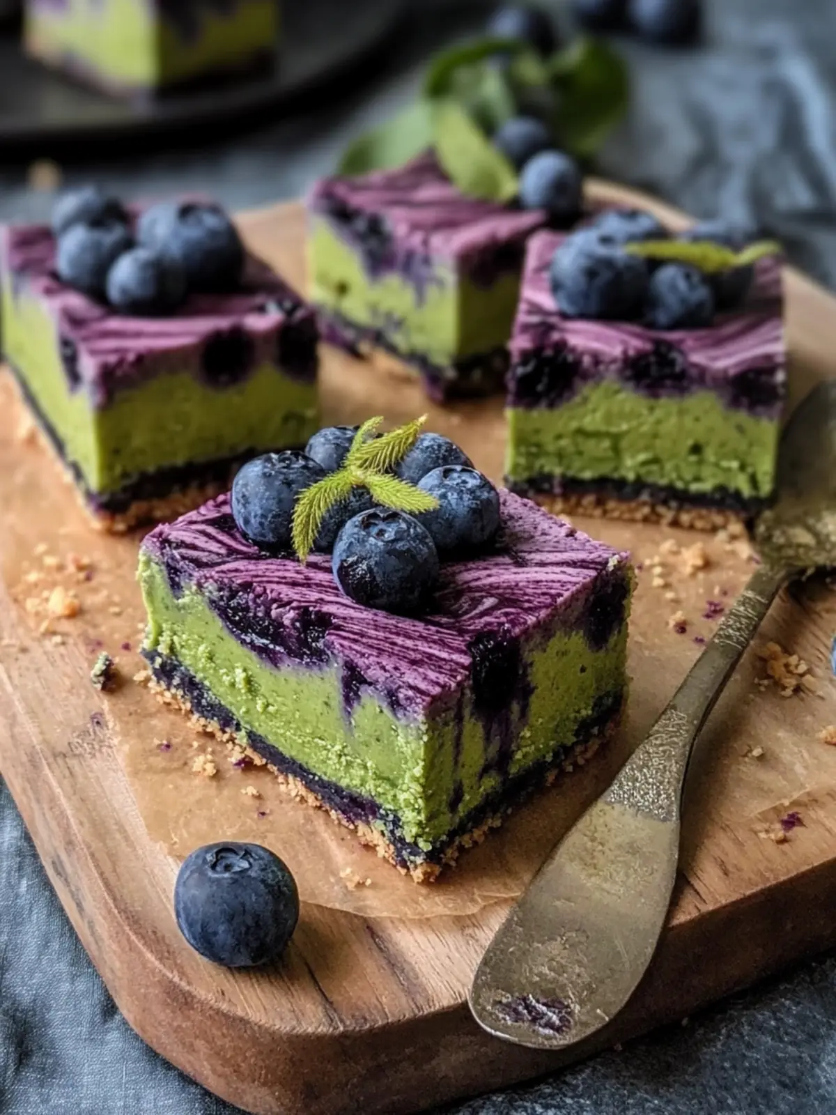 Delight in Matcha Blueberry Witch Cheesecake Bars This Halloween 5 Matcha Blueberry Witch Cheesecake Bars