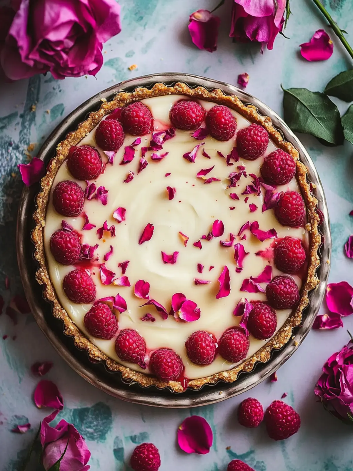 Decadent No-Bake White Chocolate Tart with Raspberry Bliss 3 No-Bake White Chocolate Tart with Raspberry and Rose