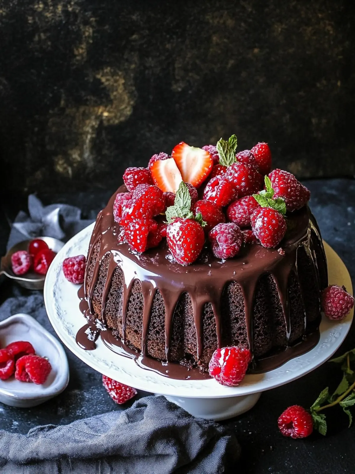 Indulge in Chocolate Fudge Cake with Red Berry Ganache Bliss 4 Chocolate Fudge Cake with Red Berry Ganache