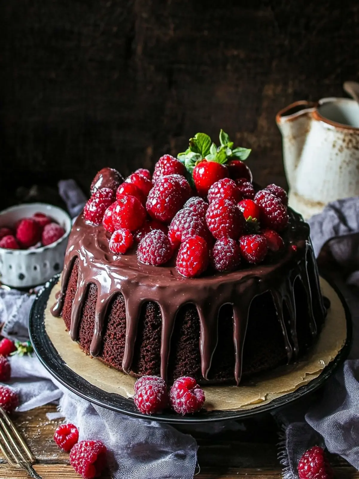 Indulge in Chocolate Fudge Cake with Red Berry Ganache Bliss 2 Chocolate Fudge Cake with Red Berry Ganache