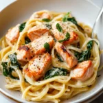Creamy Salmon Spinach Pasta – Ready in 25 Minutes Flat! 2 Creamy Salmon Spinach Pasta – Restaurant-Worthy in 25 Minutes!