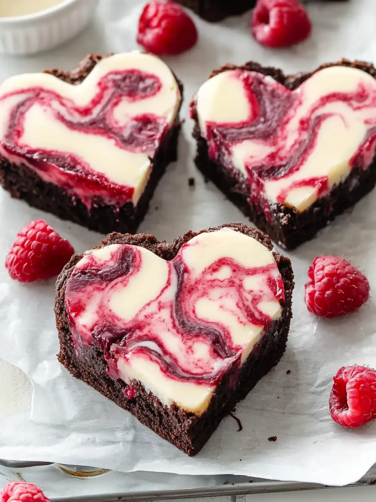 Heart Shaped Brownies with Raspberry Swirl and Cheesecake Delight 3 Heart Shaped Brownies (with Raspberry Swirl and Cheesecake Topping)