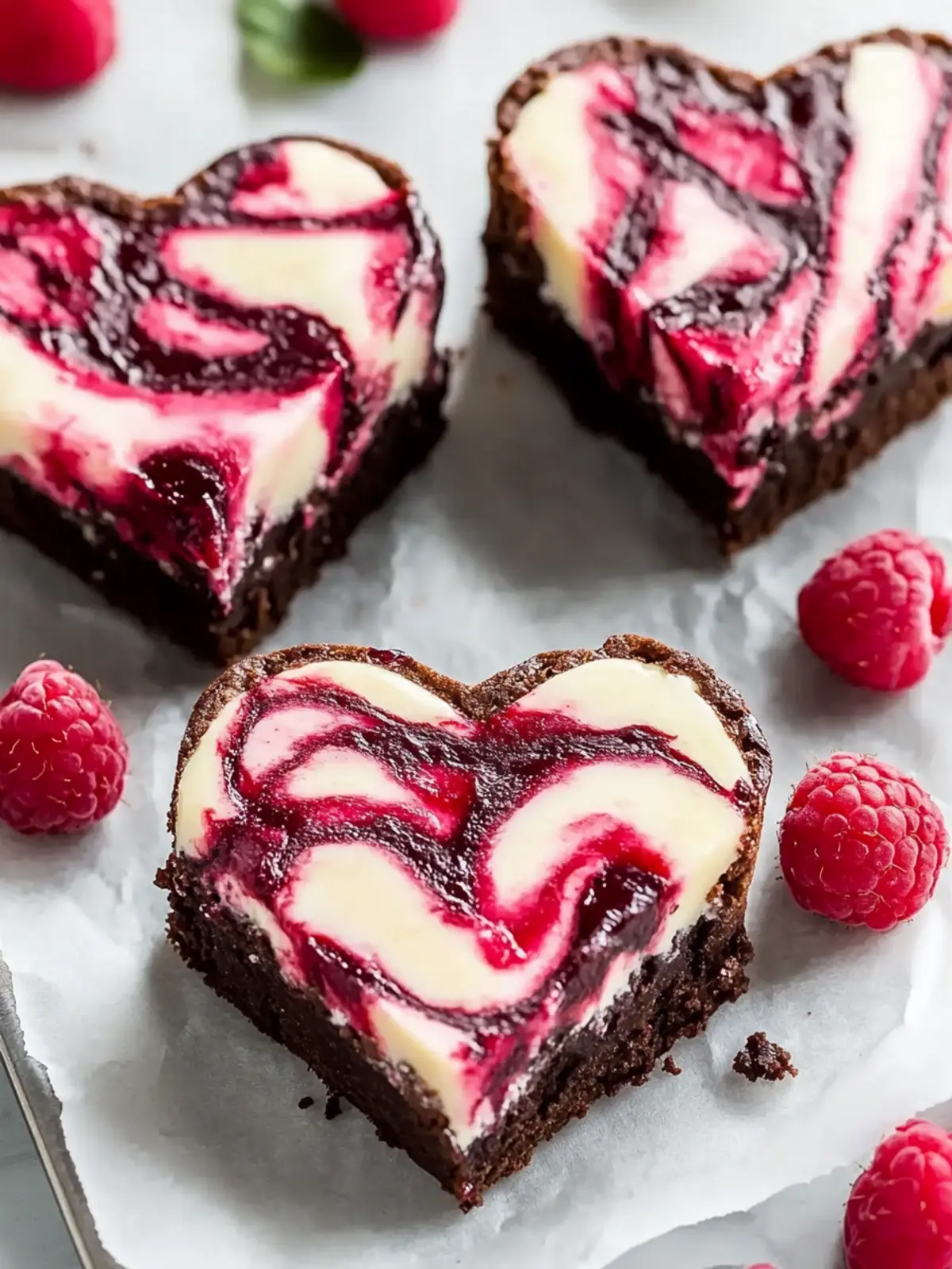 Heart Shaped Brownies with Raspberry Swirl and Cheesecake Delight 4 Heart Shaped Brownies (with Raspberry Swirl and Cheesecake Topping)